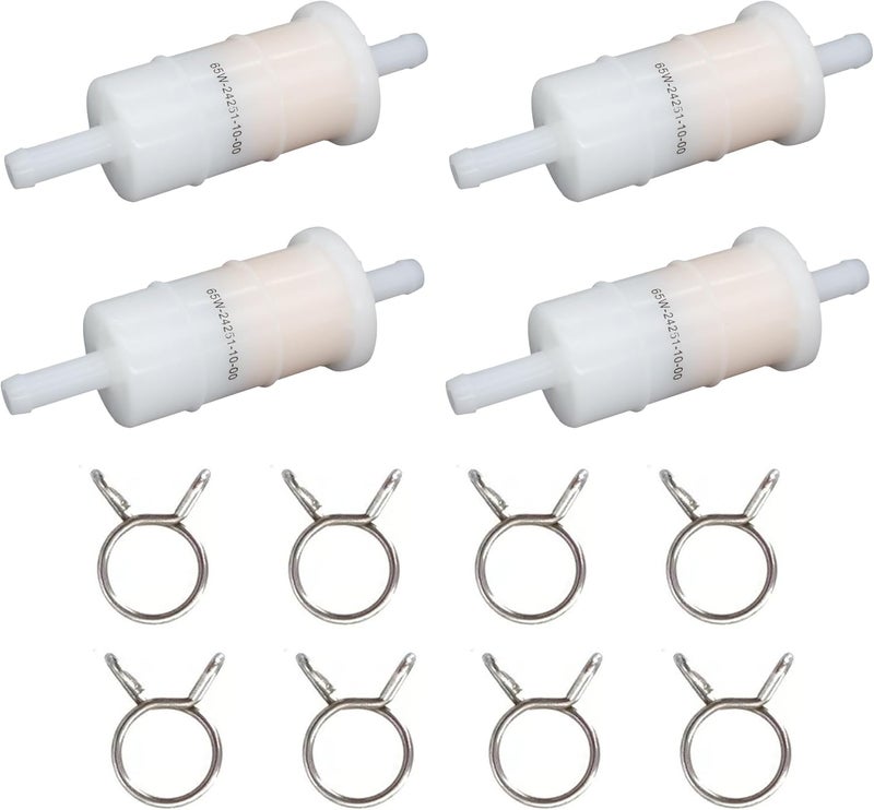 QUICKMARINE 4 Pcs 816296Q2 Inline Fuel Filters with Clamps for 5/16 Inch Fuel Lines and Mercury Marine 30-200 HP Outboard Motors replace 35-164941 Sierra 18-7830 Boat Engine - Image 1